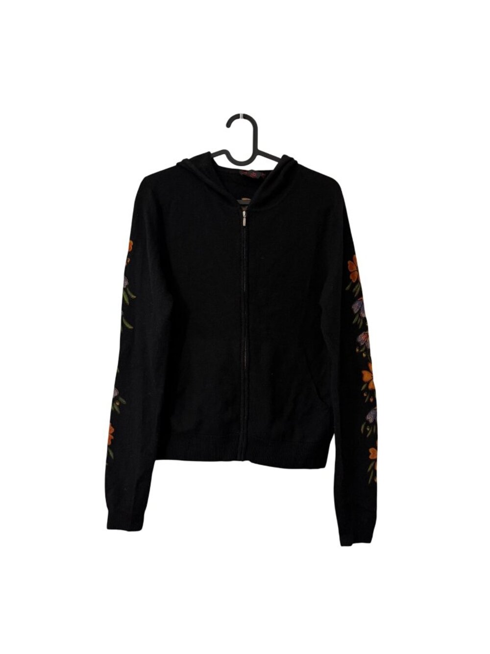 Raw 7 Vintage Y2K Cashmere Japanese Kimono Floral Sleeve Full Zip Hoodie Large
